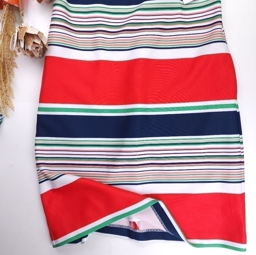New Julia Jordan Red Navy, Green White Striped Dress Sz 4 - Picture 5 of 11